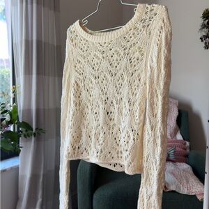 Aeropostale Cream Lace Knit Sweater